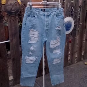 Simple Socety13/31 Very distressed. Blue. Button fly.